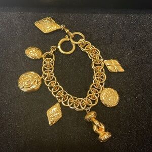 Chanel Gold Mademoiselle Coco Mark Charm Bracelet